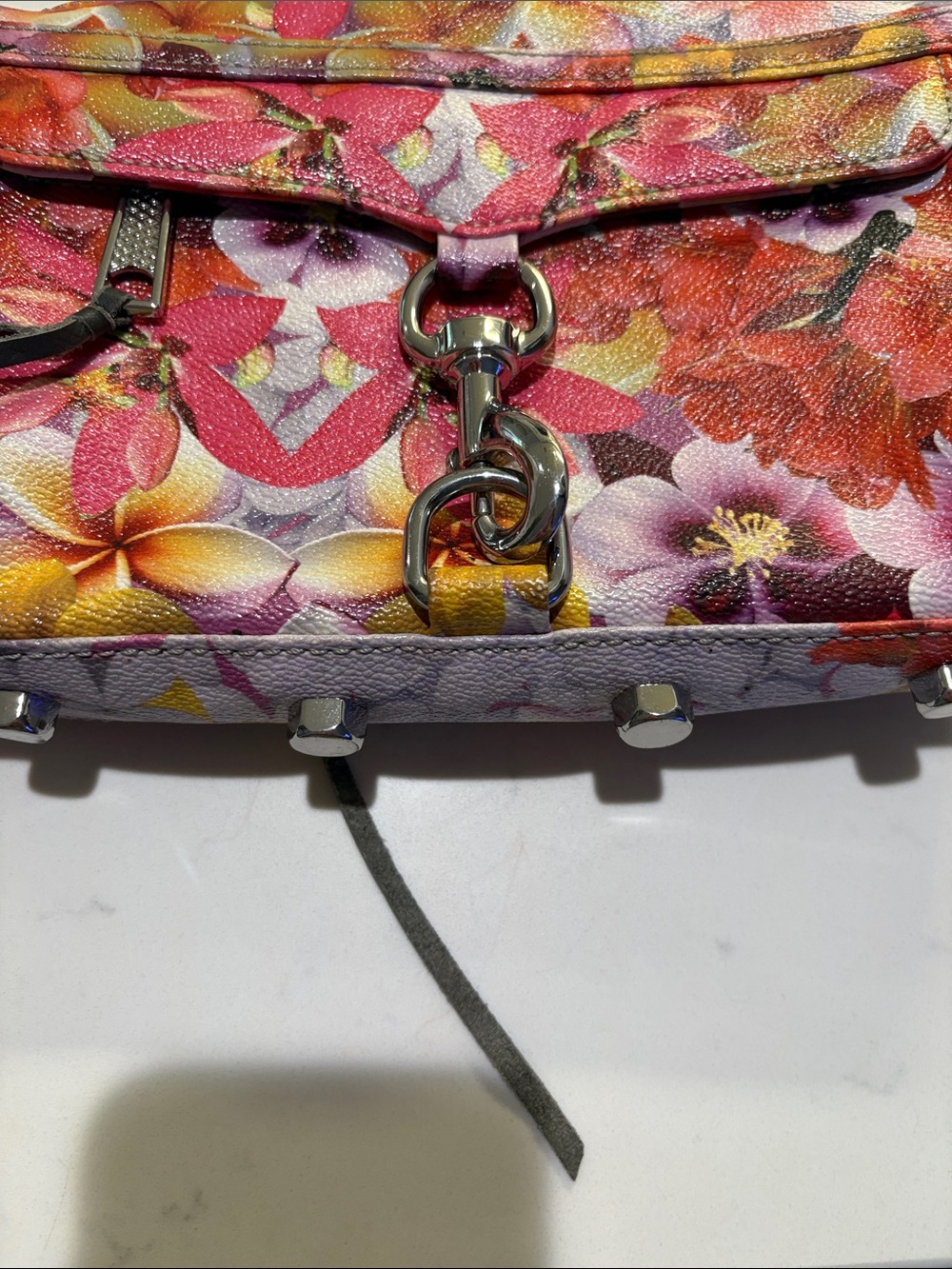 Rebecca Minkoff Floral Leather Mini Crossbody in Pink, Yellow & Purple - Picture 5 of 7